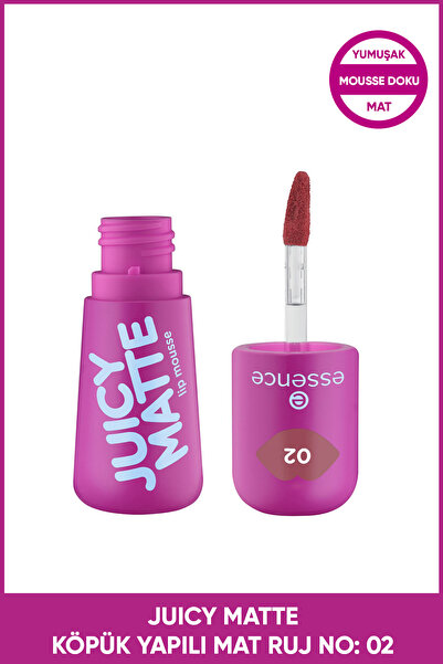 Essence JUICY MATTE Köpük Yapılı Mat Ruj No: 02 Featherlight Pink
