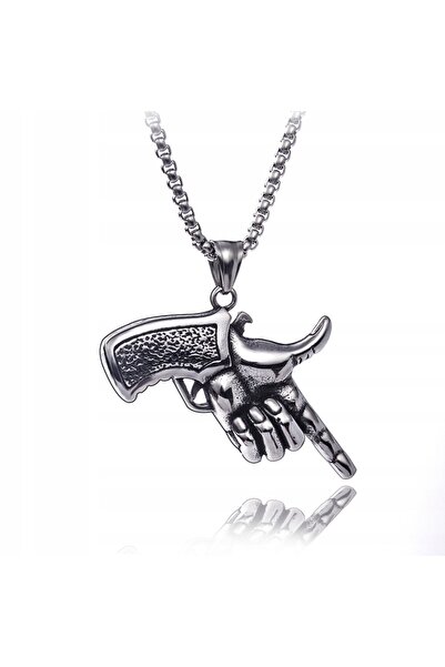 ITIMPORT COLIER LANȚ DE ARGINT ARMA DE MÂNĂ REVOLVER 355