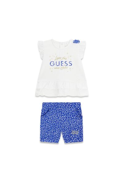 Guess Set tricou și pantaloni scurți pentru fete A6GG04K6YW4 Albastru