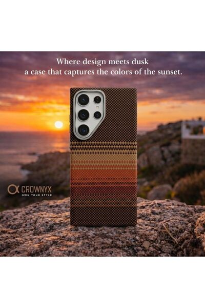 CROWNYX Magnetic Case for Samsung Galaxy S24 Ultra|Slim Shockproof Hybrid Protective Back Cover|Anti-Scratch Matte Finish|Strong Magnetic Wireless Charging Compatible|Camera & Screen Protection -Brown