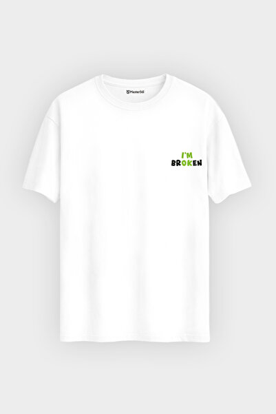 Regular Tasarım T-Shirt Ben Kırık Baskılı Sanatsal Kadın Tişört