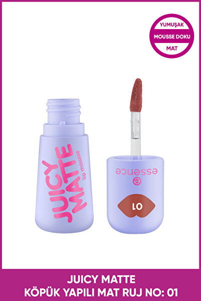 Essence JUICY MATTE Köpük Yapılı Mat Ruj No: 01 Maple Rouge