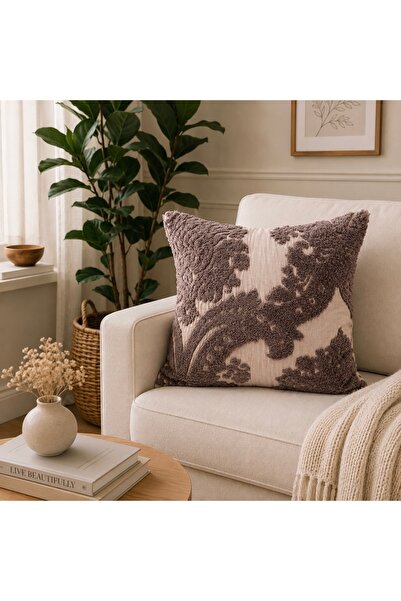 Decamor home Beige Brown Throw Pillow Cover
