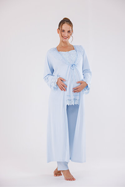 Yulem Homewear Maternity Pajama Sets - Blue - Long