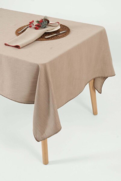 Deco Center Maple Çoban Dikişli Bej Masa Örtüsü - 140 x 140 Cm