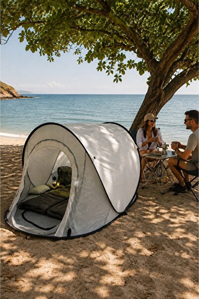 Binbirreyon Otomatik Kamp Çadırı Popup Tente 100x200 2 Kişilik Çadır Kapı Sin...