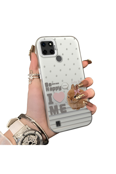 ucuc Realme C25Y/C21Y Compatible Hard Acrylic Back Silicone Edge Lens Protect...