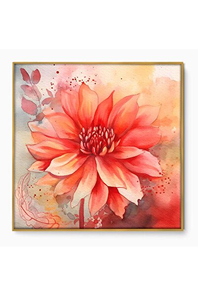 Luxcanva Tablou Canvas Floare De Foc 120x120 cm cu Rama Auriu Floare Arta Abs...