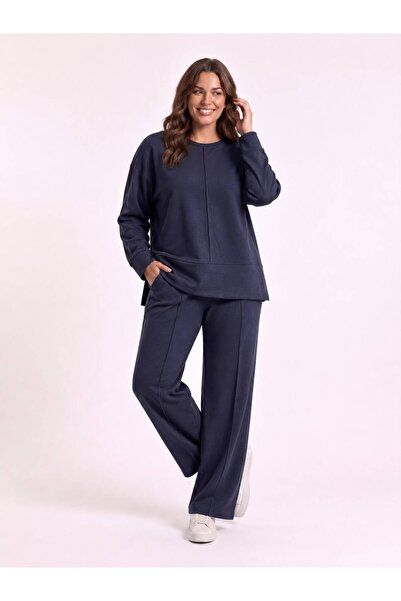 BANEGA Plus Size Sweatsuit Sets - Dark blue - Plain