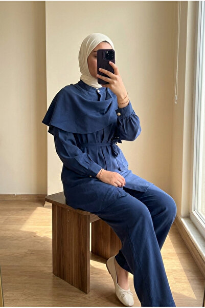 Kirazca Butik Modest Two Piece Set - Dark blue - Long