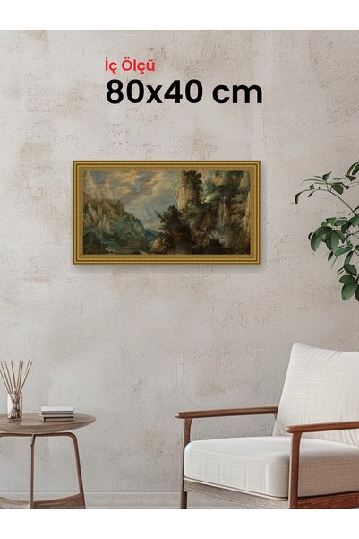 HARS Gallery Klasik Altın Çerçeve 80 x 40 cm Şeffaf Korumalı PVC