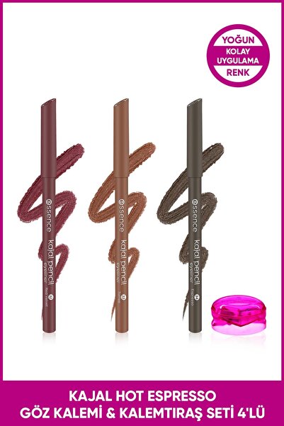 Essence Kajal Hot Espresso Göz Kalemi & Kalemtıraş Seti 4'lü