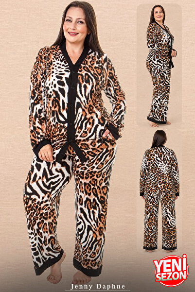 Jenny Daphne Plus Size Pajama Sets - Brown - Long