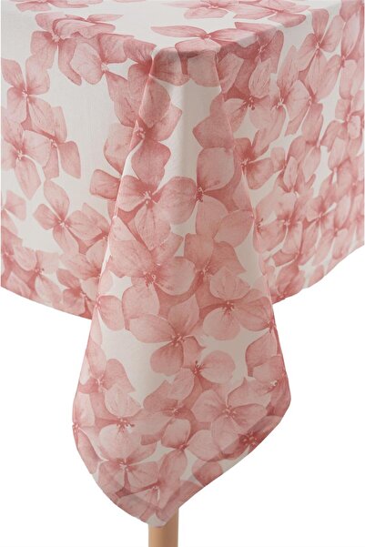 Deco Center Multi Flower Ortanca Detaylı Pembe Masa Örtüsü - 150 x 250 Cm