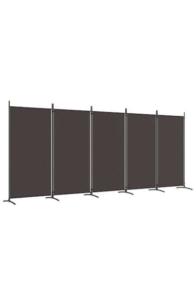 vidaxl 5-panel brown fabric room divider 433 x 180 cm
