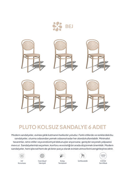 Daim Plastik PLUTO LÜX CAFE & RESTAURANT SANDALYESİ 6 Lı Set