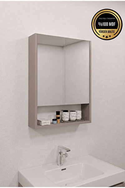 rafineritasarım Lotus Banyo Dolabı Aynalı Raflı Kapaklı %100 mdf
