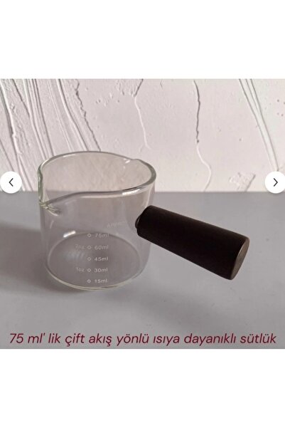 75 ml' lik akasya Saplı küçük ısıya dayaniklı cam sütluk EV MUTFAK SOFRA