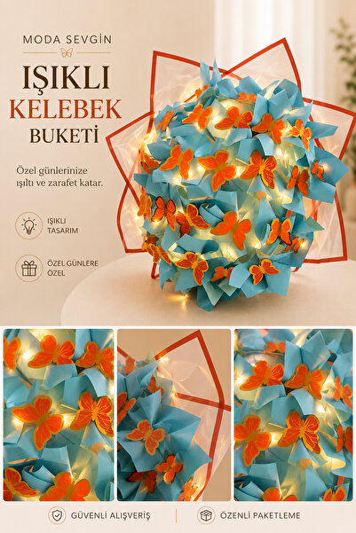 Hediyelik Işıklı Kelebek Buket