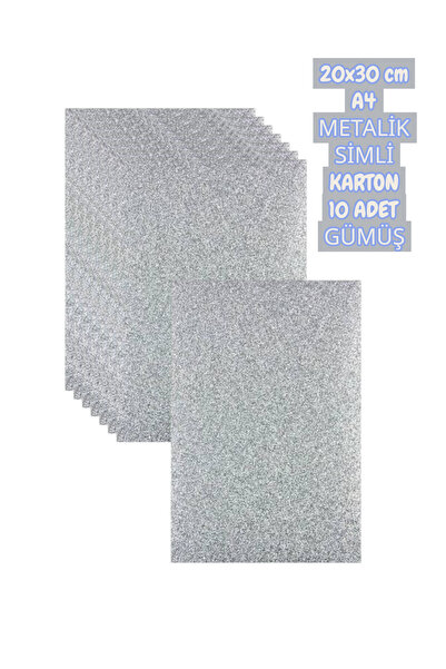 SEYFİKİRTASİYE 20x30 cm A4 METALİK SİMLİ KARTON 10 ADET GÜMÜŞ