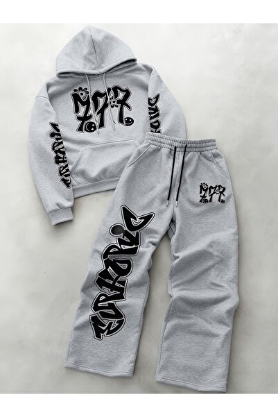 darkopia Sweatsuit Sets - Gray - Graphic