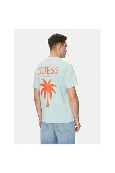 Guess Tricou Ss Cn Gd Palm pentru bărbați, cu croiala normală