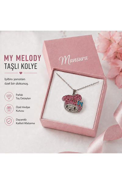 Mansura My Melody Kolye Sevimli Tavşan Figürlü Kadın Kolyesi Kutulu