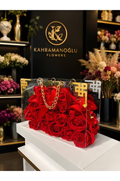 KAHRAMANOGLU FLOWERS Zarif şeffaf gül çantası