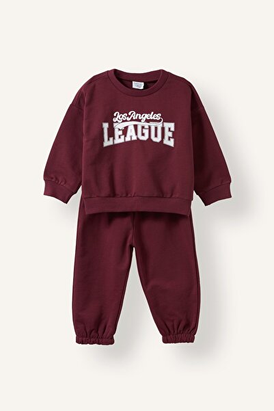 DeFacto Baby Set - Burgundy - Slogan