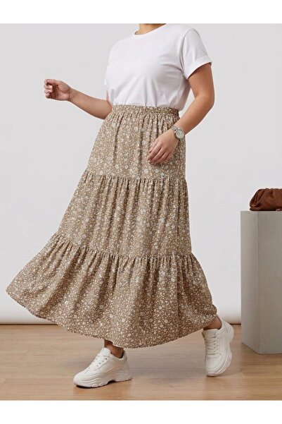 Orly More Plus Size Skirts - Beige - Large