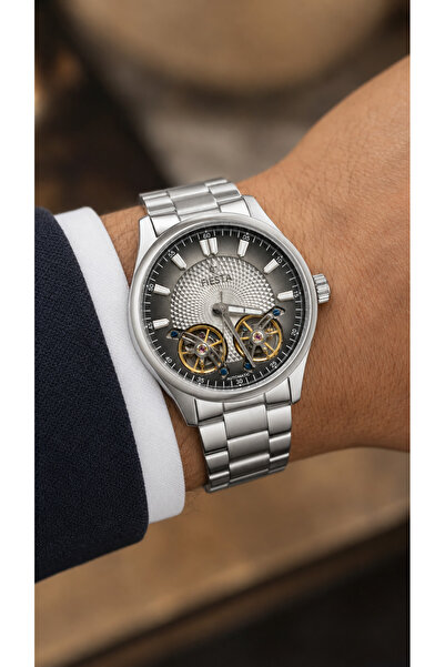 Fiesta Men's Automatic Double Balance Gray Dial Metal Cord Wristwatch 2 Years...