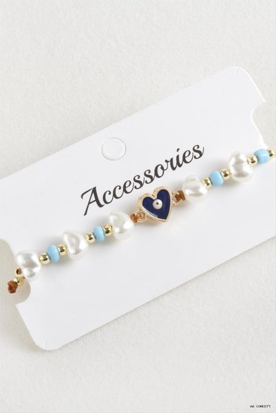 ZERO LAND CONCEPTA Beaded and Pearl Macramé Cord (205424) Bracelet, Blue