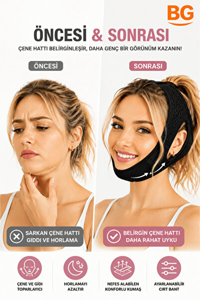 bgvibe Yüz Korsesi Çene Boyun Gıdı Yanak Toparlayıcı Bant Horlama Önleyici Korse