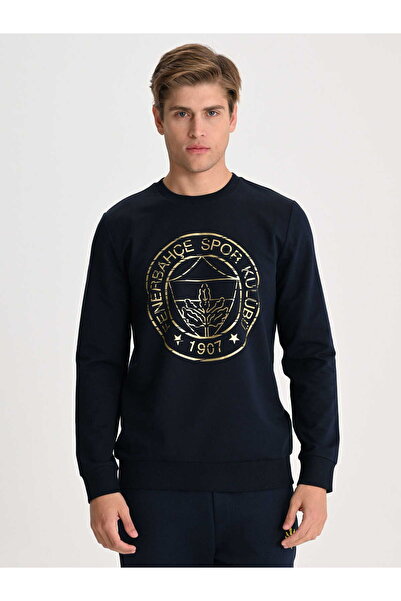 Fenerbahçe Lacivert Tribün Altın Logolu Erkek Sweatshirt