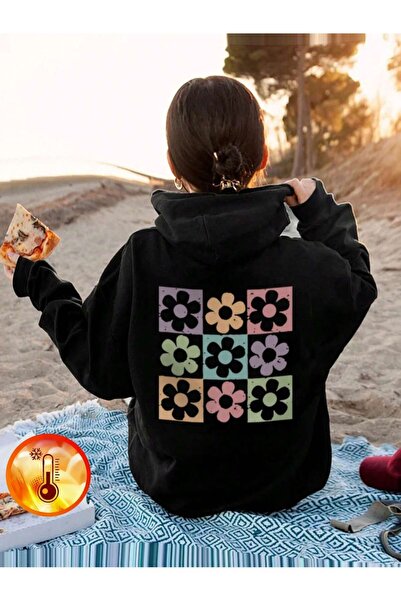 SVART WEAR هودي مطبوع عليه زهور للأطفال، سويت شيرت بقلنسوة من القطن الممشط، 3...
