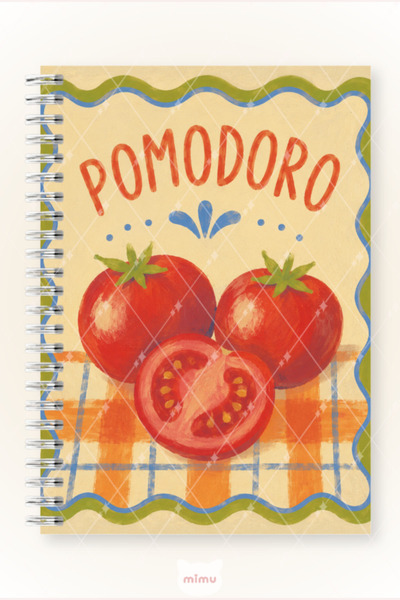 Mimu Art Studio Pomodoro Domates Desenli 60 Yaprak Çizgisiz Okul Defteri A5 S...