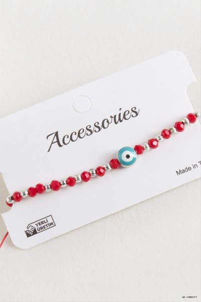 ZERO LAND CONCEPTA Nazar Crystal Macramé Cord Bracelet 8 (233351) mm Red