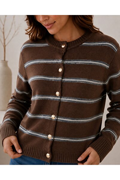 SolQ Cardigans - Brown - Regular fit