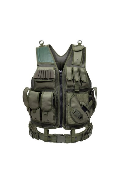 ITIMPORT VESTĂ PROTECȚIONISTĂ TACTICĂ MILITARĂ CU CENTURĂ CU BUCĂȚI DOMINATOR...