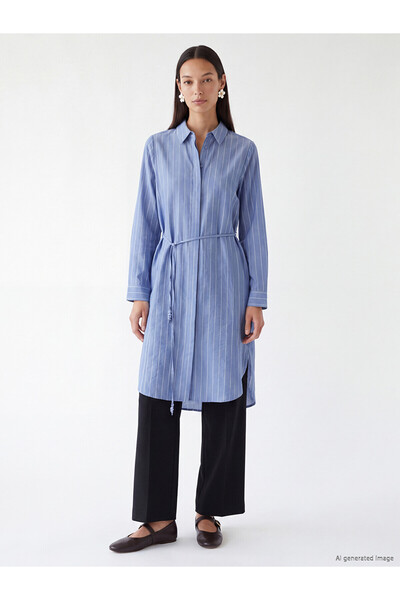 LC Waikiki Nevavm with a Difference, Lcw Everyday Indigo Striped Oversize Wom...