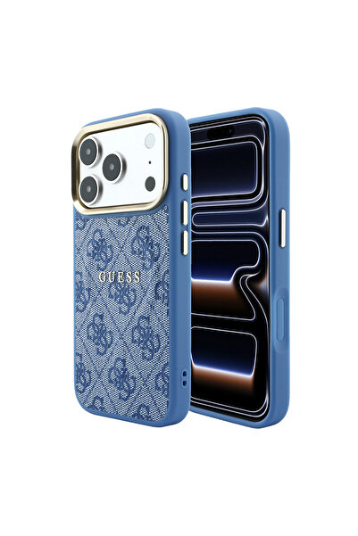 Guess iPhone 18 Pro Kılıf Lisanslı M-safe Uyumlu C-Magnet 4G Desenli Yazı Log...