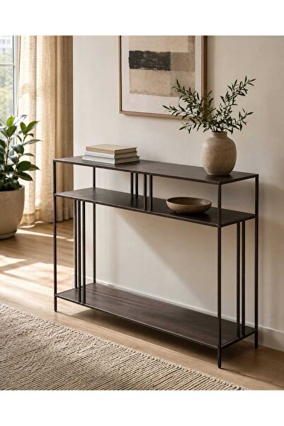 TrentonGCC Modern 3-Tier Console Table with Metal Frame – Stylish Entryway, L...