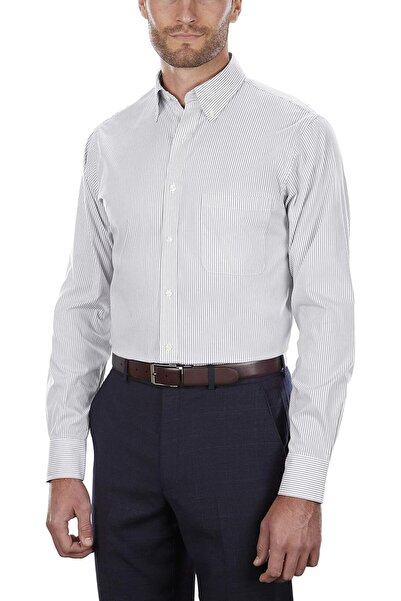 VAN HEUSEN قميص رسمي بقصة عادية ومحددة بازرار اغلاق وياقة ونمط مخطط للرجال من...
