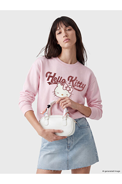 LC Waikiki Xside Pink Printed Oversize Women's Thick Sweatshirt