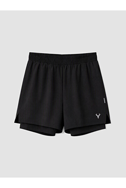 LC Waikiki Siyah Regular Fit Erkek Taytlı Şort