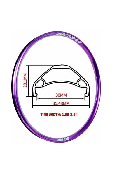SARİSSA BİSİKLET PASAK AM35 Jant Çemberi 26''Jant 32 Delik Mor 35mm 32 Delik ...