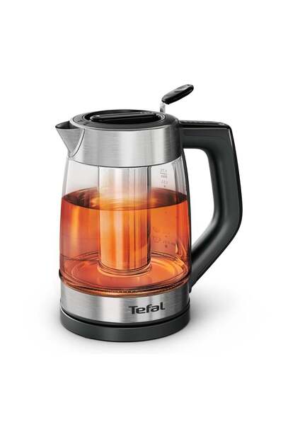 TEFAL Element BJ760DE0, Fierbător de apă, 2200 W, 1.7 L, 5 setări de temperatură, indicator luminos de temperatură, infuzor de ceai, bază rotativă, argintiu și negru