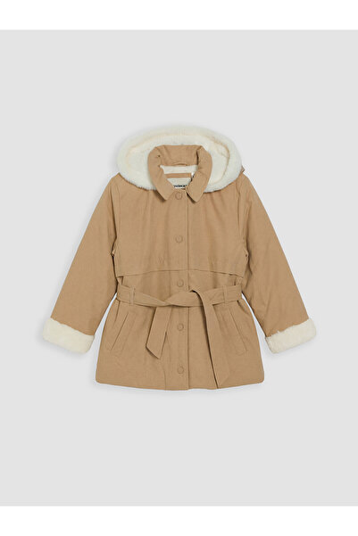 LC Waikiki Two Mt Shop Quality Lcw Kids Beige Fur Hooded Girls' Coat