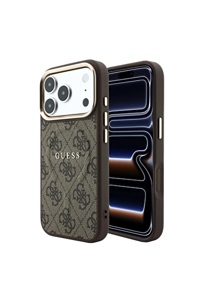 Guess iPhone 18 Pro Max Kılıf Lisanslı M-Safe Uyumlu C-Magnet 4G Desenli Yazı...