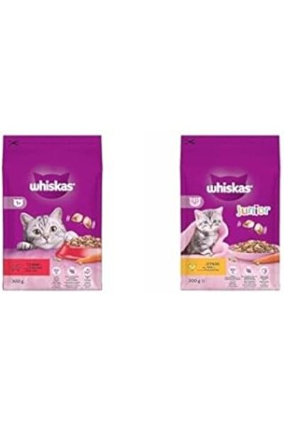 Whiskas Sığır Etli/Havuçlu Kedi Maması 300 G ve Yavru Tavuklu Kuru Mama 300 G
